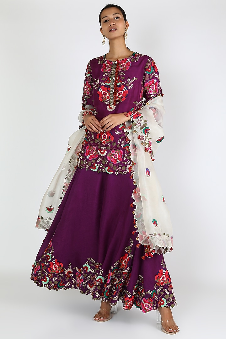 Purple Organza Bridal Sharara Set by Minaxi Dadoo at Pernia's Pop Up Shop