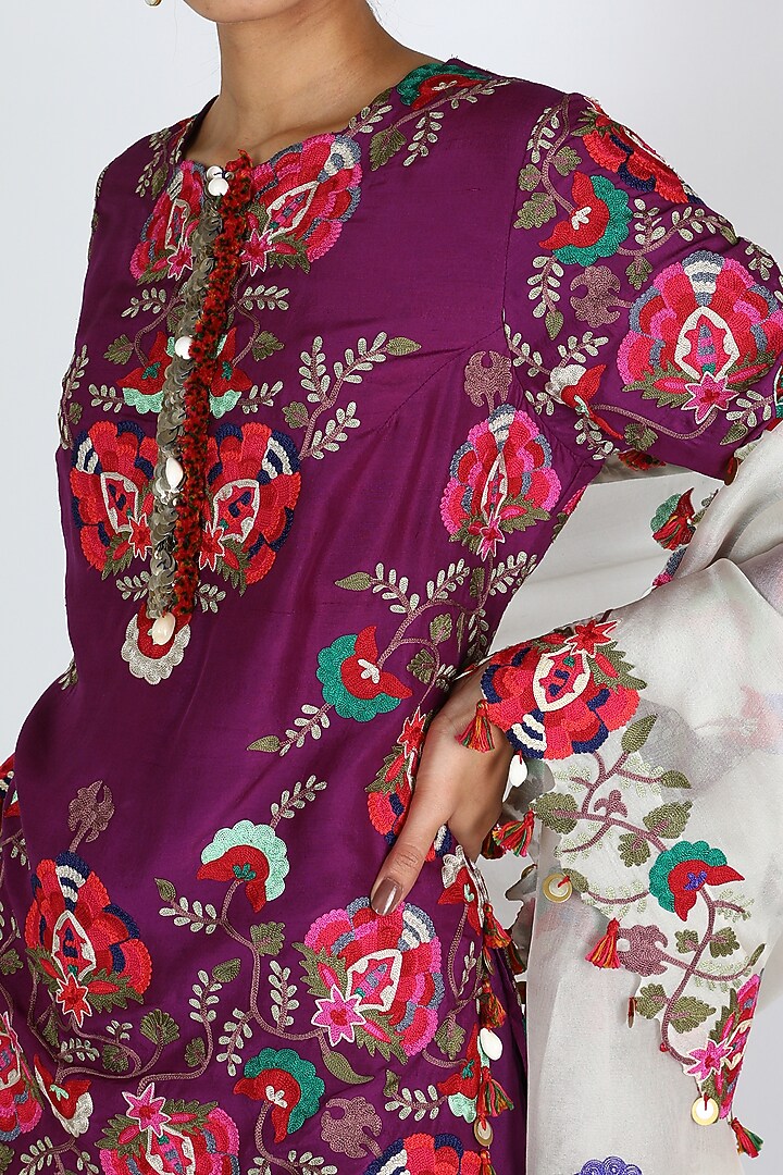 Purple Organza Bridal Sharara Set by Minaxi Dadoo at Pernia's Pop Up Shop