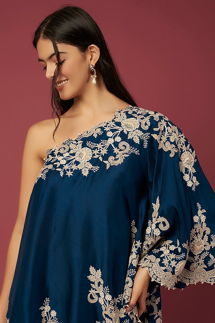 Peacock Blue Organza Gharara Pants by Minaxi Dadoo at Pernia's Pop Up Shop