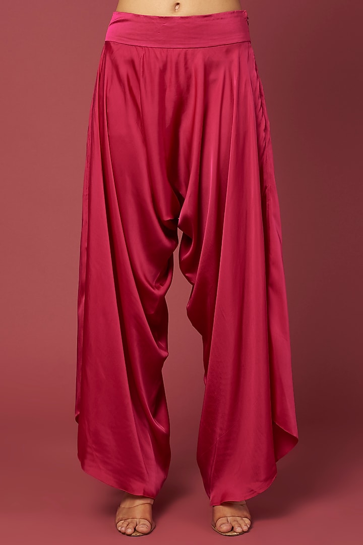Rani Pink Silk Embroidered Cape Set by Minaxi Dadoo at Pernia's Pop Up Shop
