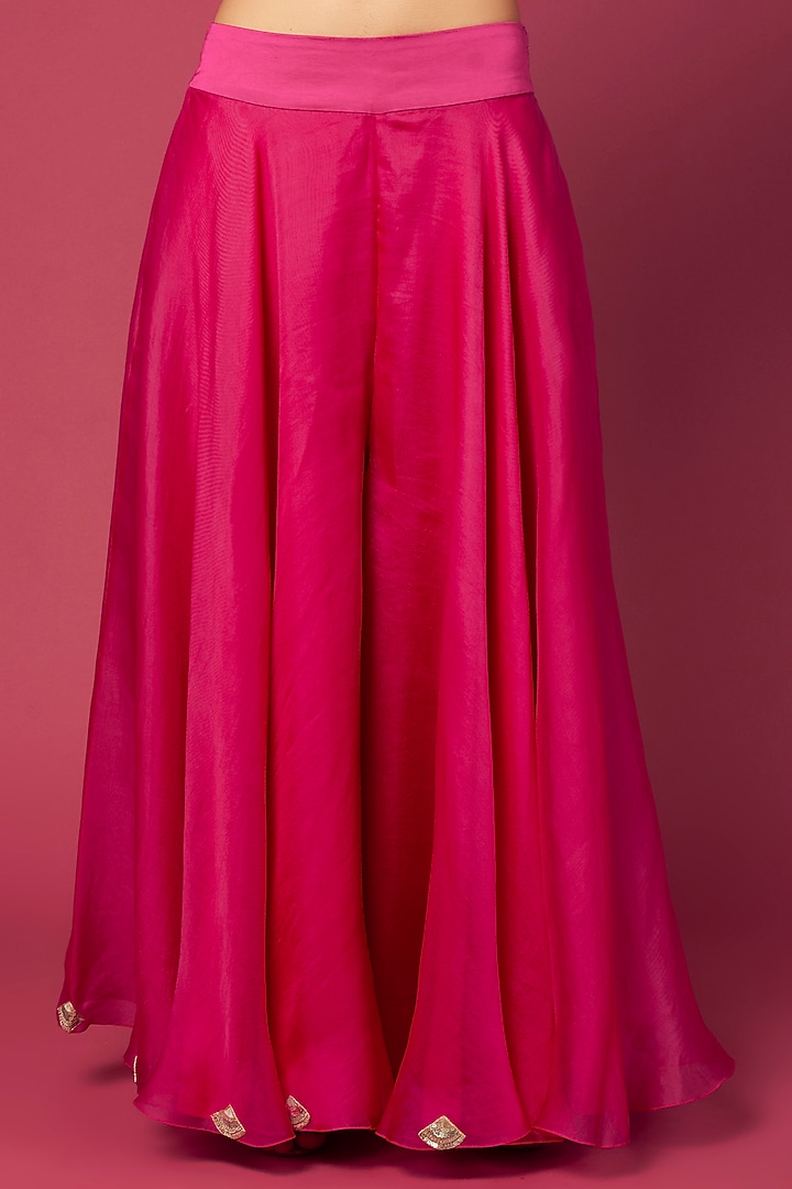 Rani Pink Organza Bridal Sharara Set by Minaxi Dadoo at Pernia's Pop Up Shop