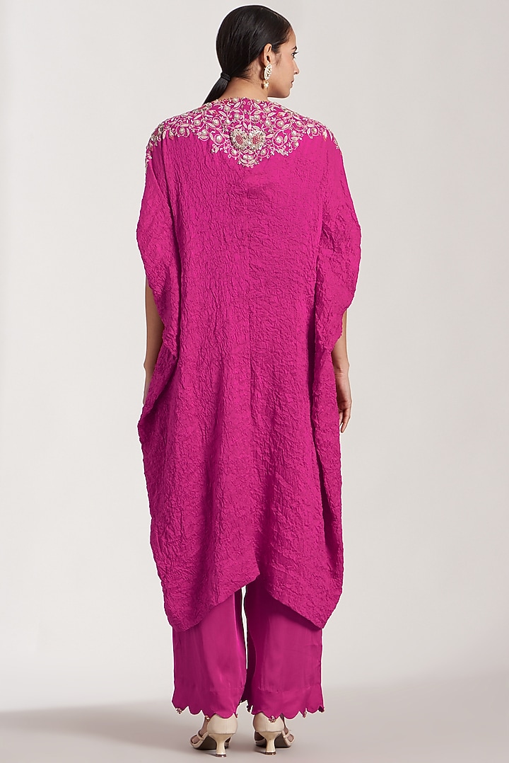 Rani Pink Embroidered Kaftan Set by Minaxi Dadoo at Pernia's Pop Up Shop
