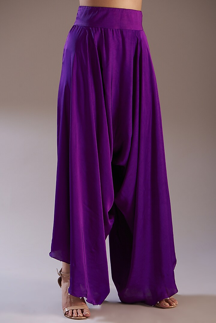 Purple Organza Embroidered Cape Set by Minaxi Dadoo at Pernia's Pop Up Shop