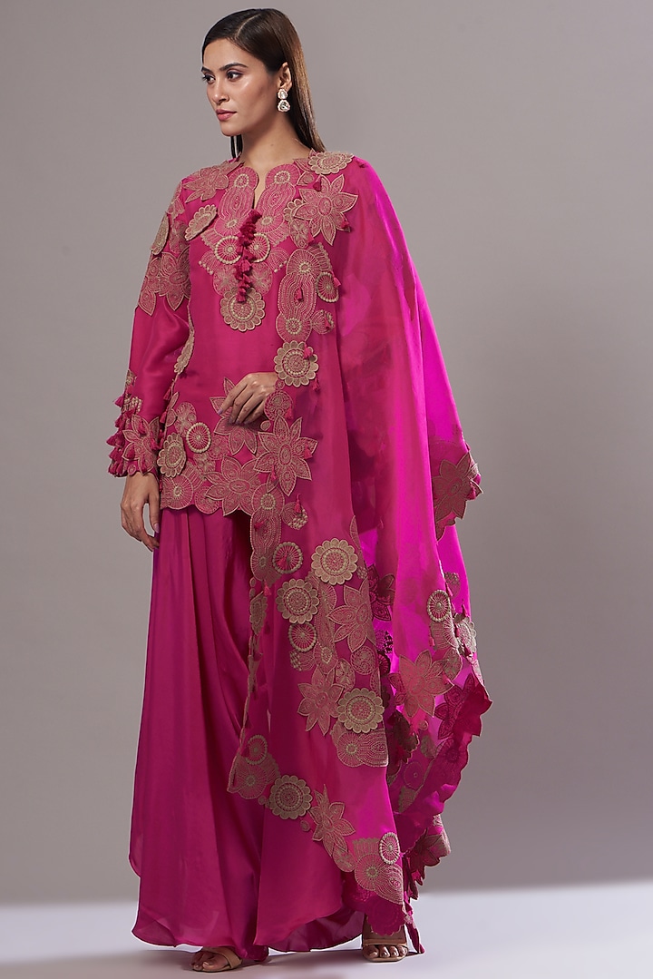 Rani Pink Dupion Kurta Set by Minaxi Dadoo at Pernia's Pop Up Shop