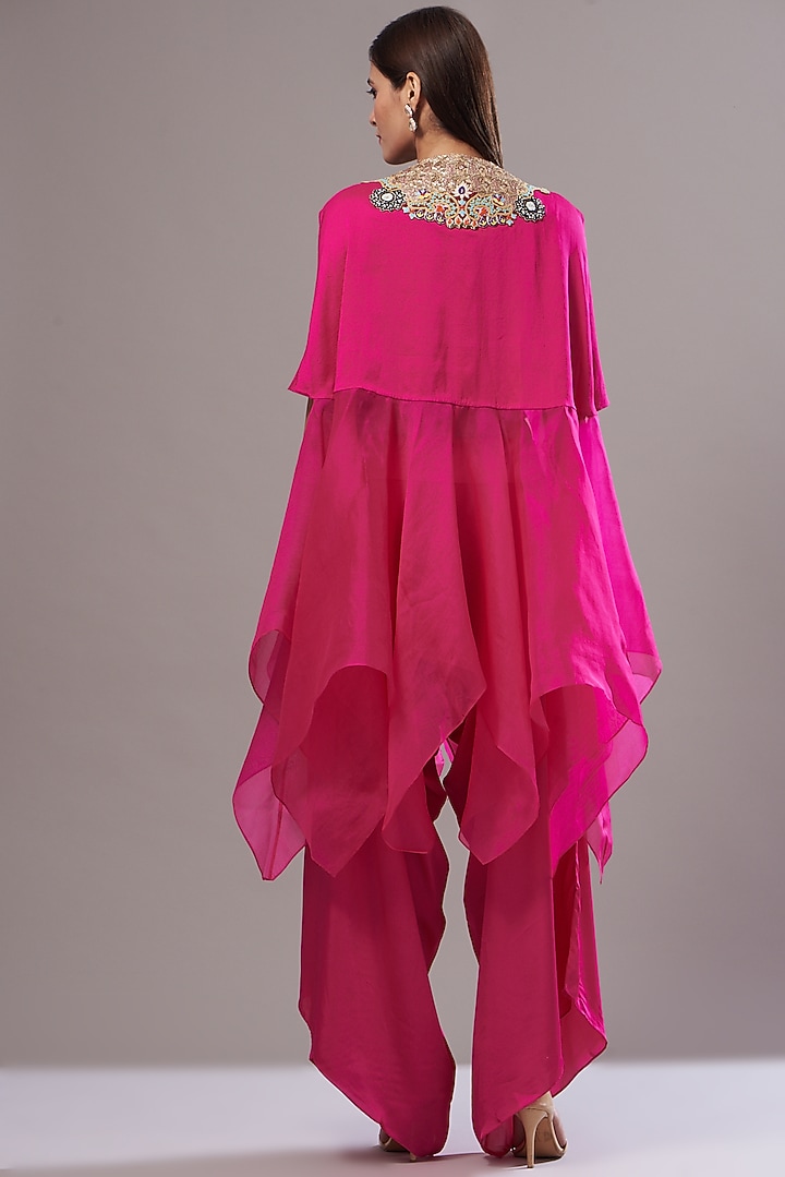 Pink Dupion Hankey Cape Set by Minaxi Dadoo at Pernia's Pop Up Shop