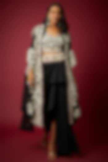 Black Organza Cape Set by Minaxi Dadoo at Pernia's Pop Up Shop