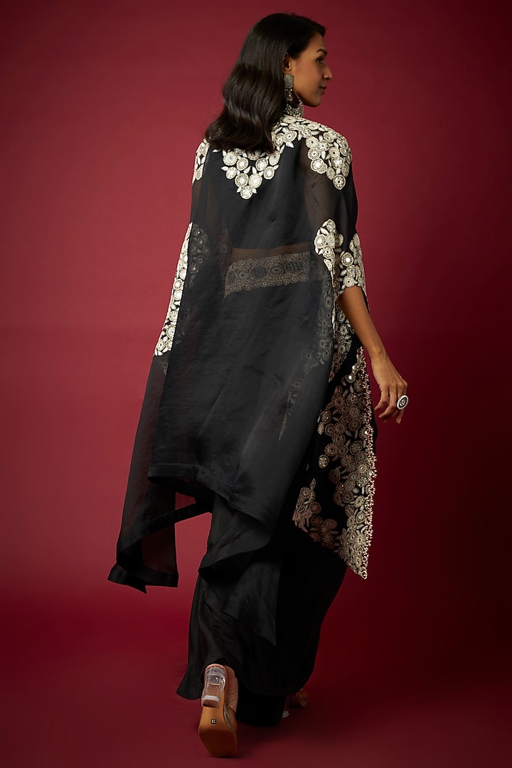 Black Organza Cape Set by Minaxi Dadoo at Pernia's Pop Up Shop