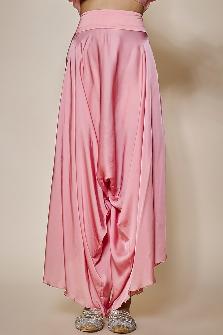 Pink Dupion Embroidered Handkerchief Cape Set by Minaxi Dadoo at Pernia's Pop Up Shop