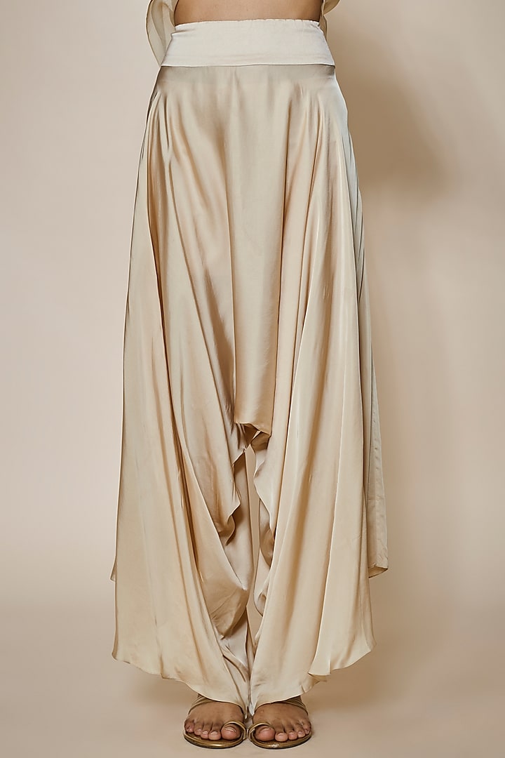 Beige Dupion Embroidered Handkerchief Cape Set by Minaxi Dadoo at Pernia's Pop Up Shop