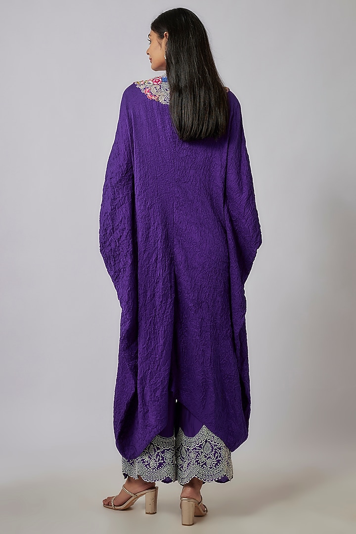 Violet Dupion Silk Pearl Work Kaftan Set by Minaxi Dadoo at Pernia's Pop Up Shop