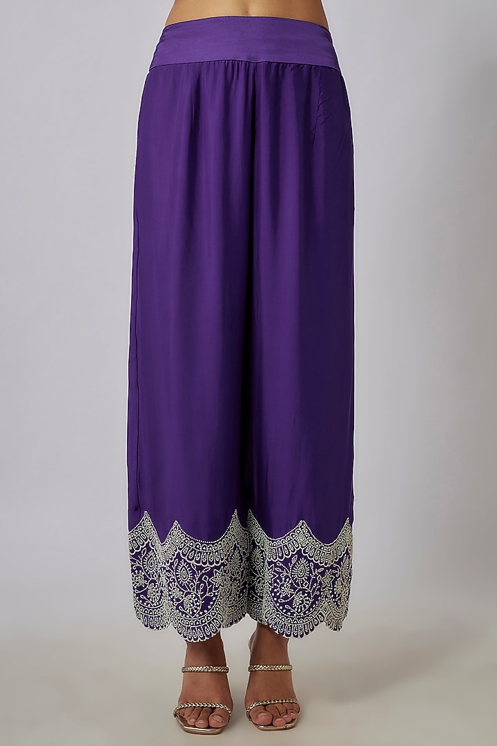 Violet Dupion Silk Pearl Work Kaftan Set by Minaxi Dadoo at Pernia's Pop Up Shop