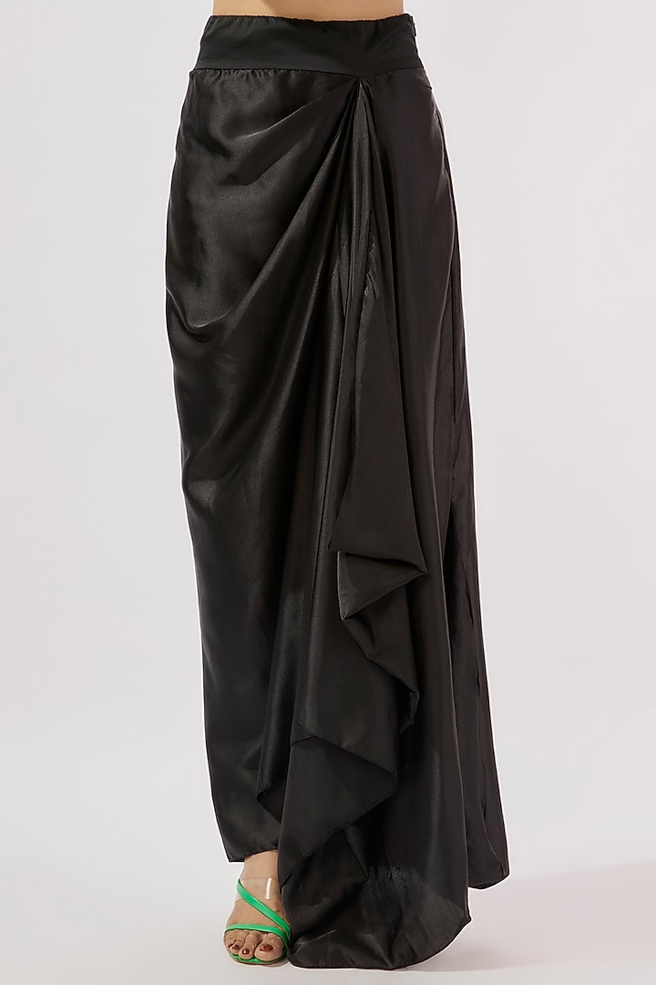 Black Silk Pick-Up Skirt Set by Minaxi Dadoo at Pernia's Pop Up Shop
