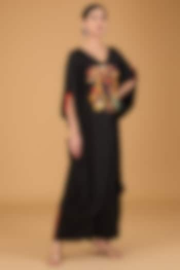 Black Satin Kaftan Set by Minaxi Dadoo at Pernia's Pop Up Shop