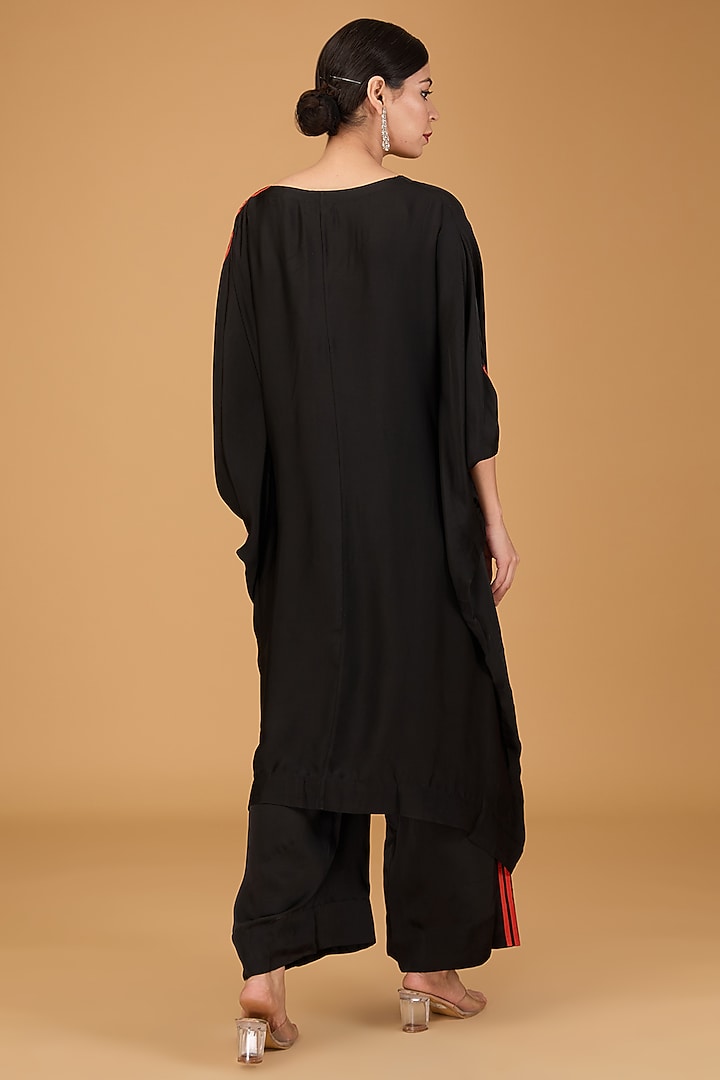 Black Satin Kaftan Set by Minaxi Dadoo at Pernia's Pop Up Shop