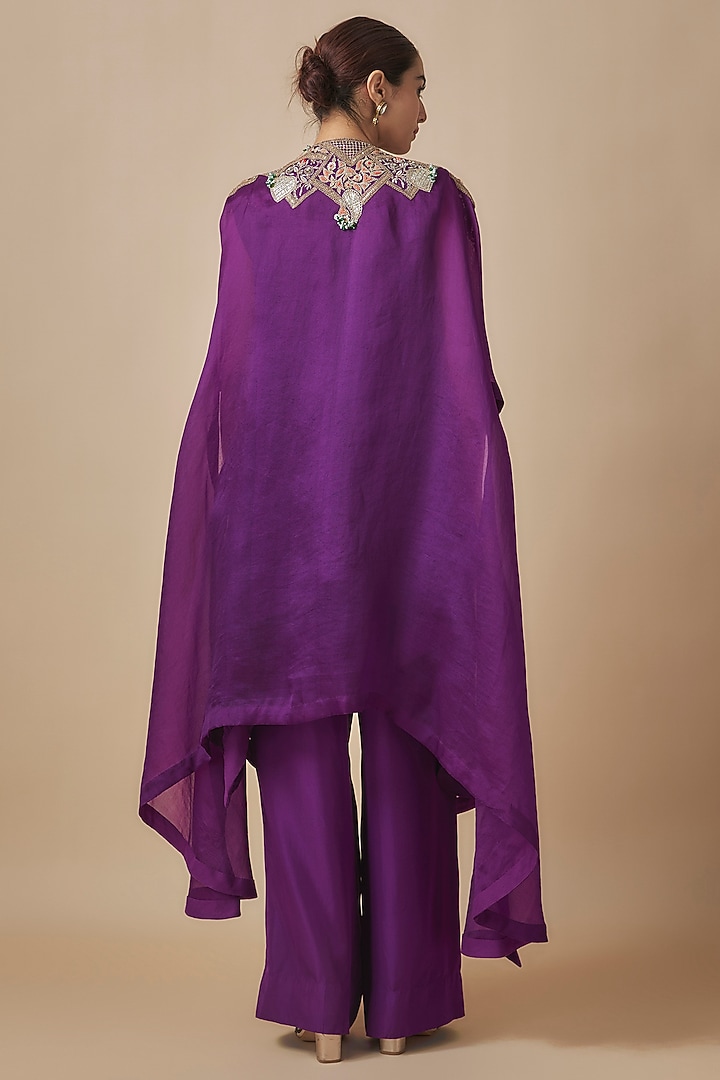 Purple Dupion Dori Work Kurta Set by Minaxi Dadoo at Pernia's Pop Up Shop