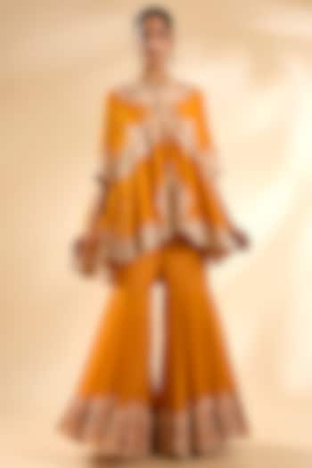 Yellow Dupion Silk Bridal Sharara Set by Minaxi Dadoo at Pernia's Pop Up Shop