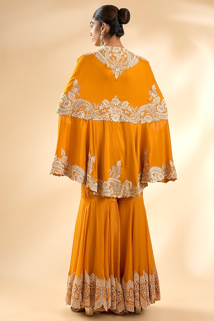 Yellow Dupion Silk Bridal Sharara Set by Minaxi Dadoo at Pernia's Pop Up Shop