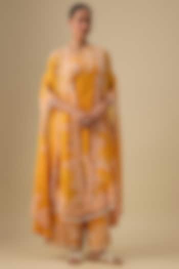 Yellow Organza Butterfly Cape Set by Minaxi Dadoo at Pernia's Pop Up Shop