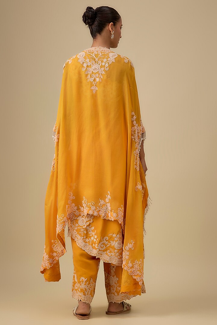 Yellow Organza Butterfly Cape Set by Minaxi Dadoo at Pernia's Pop Up Shop