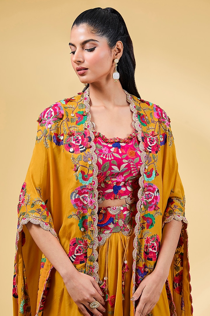 Yellow Chanderi Skirt Set by Minaxi Dadoo at Pernia's Pop Up Shop