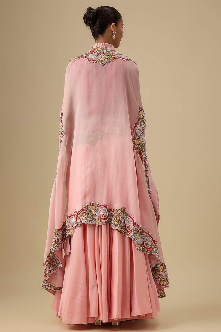 Pink Chanderi Butterfly Cape Set by Minaxi Dadoo at Pernia's Pop Up Shop