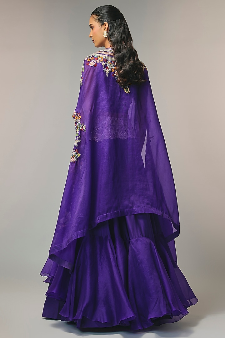Purple Organza Cape Set by Minaxi Dadoo at Pernia's Pop Up Shop