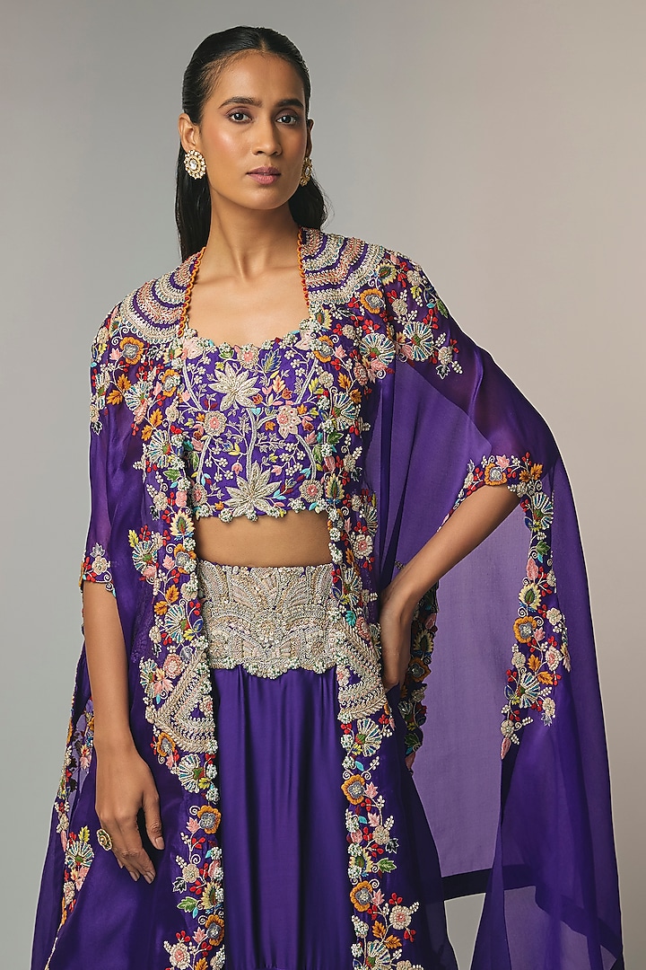 Purple Organza Cape Set by Minaxi Dadoo at Pernia's Pop Up Shop