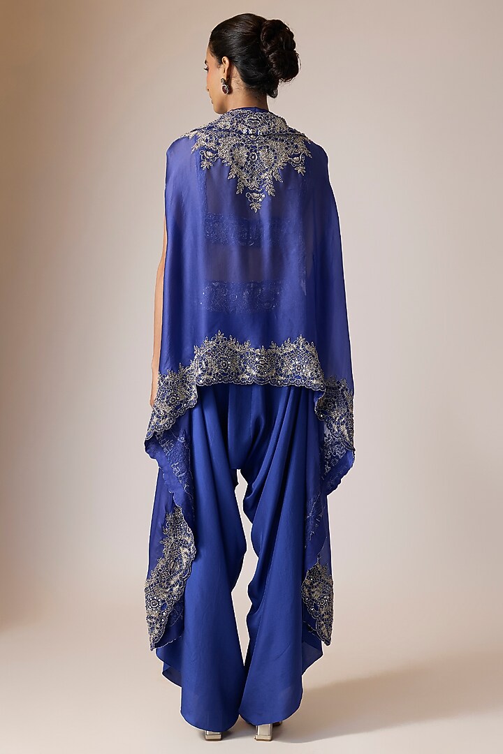 Purple Silk Mirror Embroidered Butterfly Cape Set by Minaxi Dadoo at Pernia's Pop Up Shop
