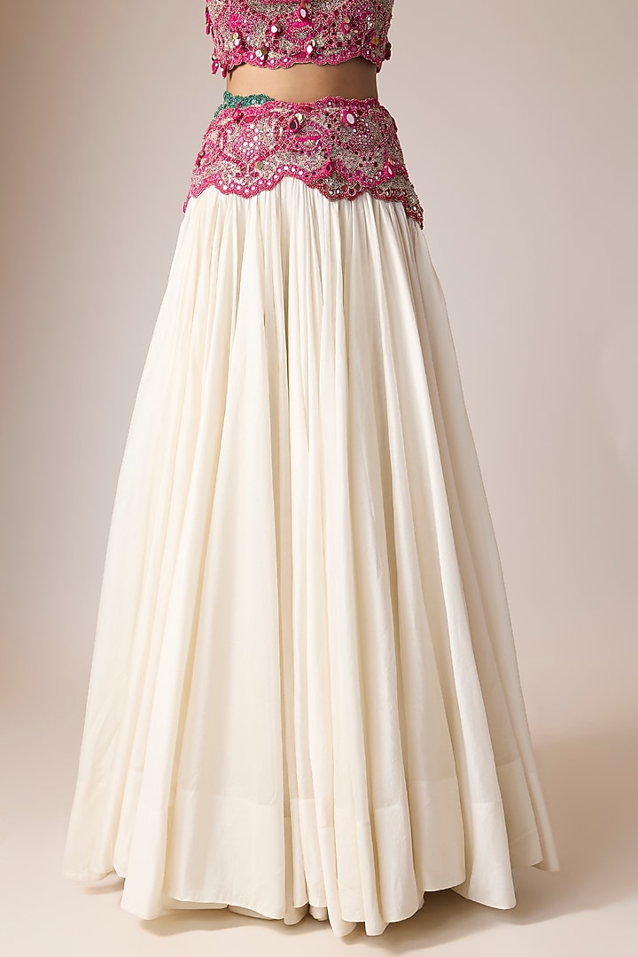 Rani Pink Organza Embroidered Butterfly Cape Set by Minaxi Dadoo at Pernia's Pop Up Shop