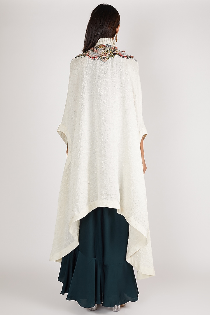 Teal Blue & White Embroidered Skirt Set by Minaxi Dadoo at Pernia's Pop Up Shop
