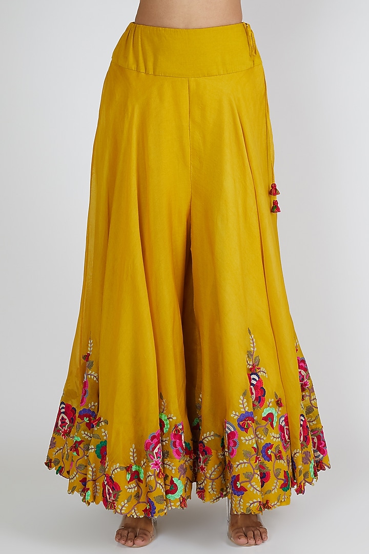 Yellow & Pink Embroidered Bridal Sharara Set by Minaxi Dadoo at Pernia's Pop Up Shop