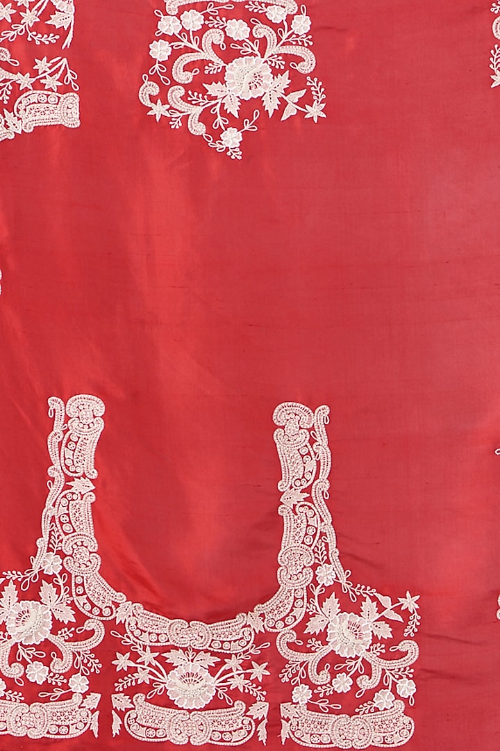 Fiery Red Pearl Embroidered Frilled Reception Saree Set by Minaxi Dadoo at Pernia's Pop Up Shop