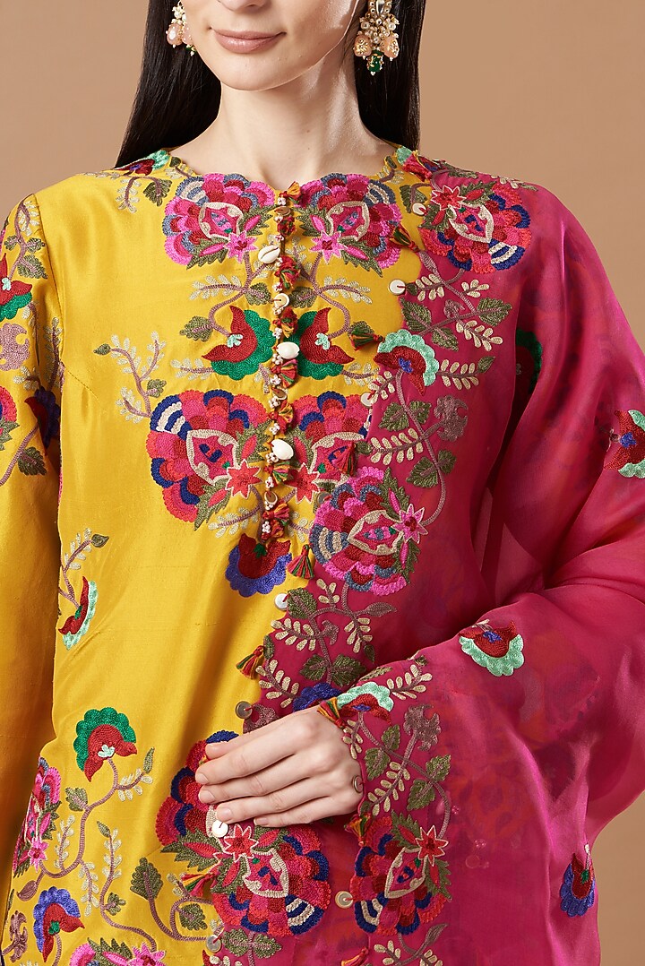 Yellow Organza Bridal Sharara Set by Minaxi Dadoo at Pernia's Pop Up Shop
