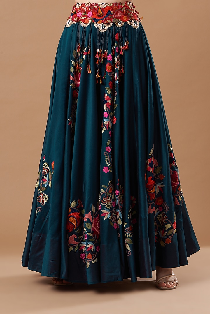 Red Dupion Silk Embroidered Butterfly Cape Set by Minaxi Dadoo at Pernia's Pop Up Shop