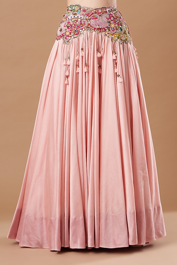 Pink Organza Embroidered Cape Set by Minaxi Dadoo at Pernia's Pop Up Shop