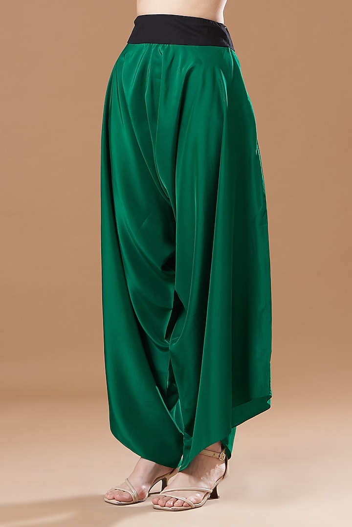 Green Dupion Embroidered Boho Cape Set by Minaxi Dadoo at Pernia's Pop Up Shop