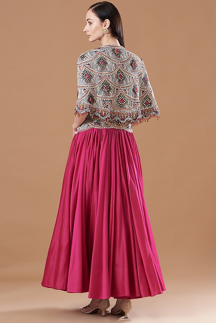 Rani Pink Dupion Bridal Anarkali Set by Minaxi Dadoo at Pernia's Pop Up Shop