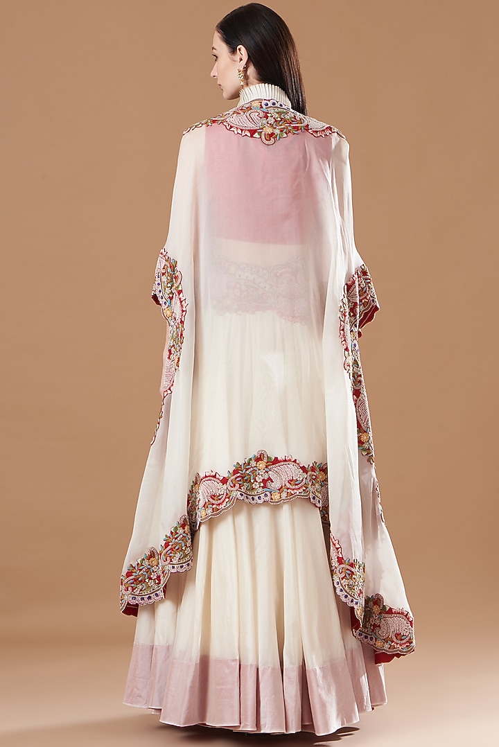 Ivory Chanderi Jacket Bridal Lehenga Set by Minaxi Dadoo at Pernia's Pop Up Shop