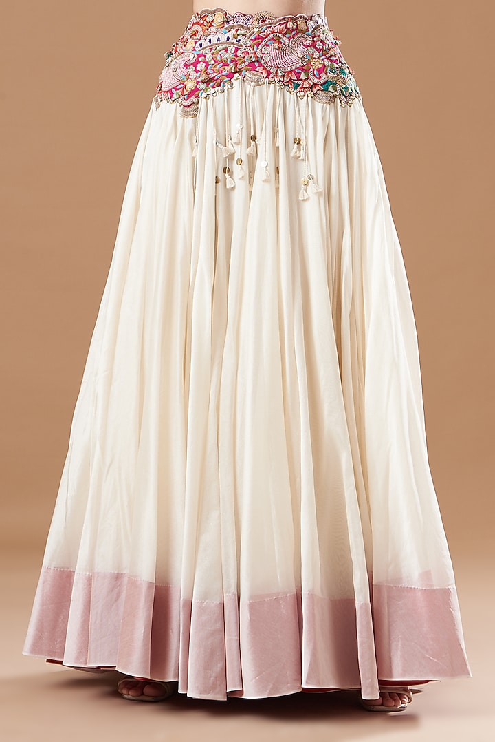 Ivory Chanderi Jacket Bridal Lehenga Set by Minaxi Dadoo at Pernia's Pop Up Shop