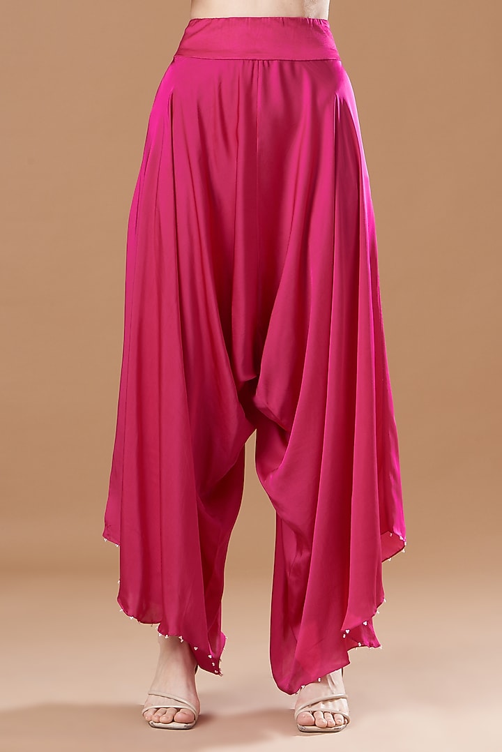 Rani Pink Dupion Embroidered Kurta Set by Minaxi Dadoo at Pernia's Pop Up Shop
