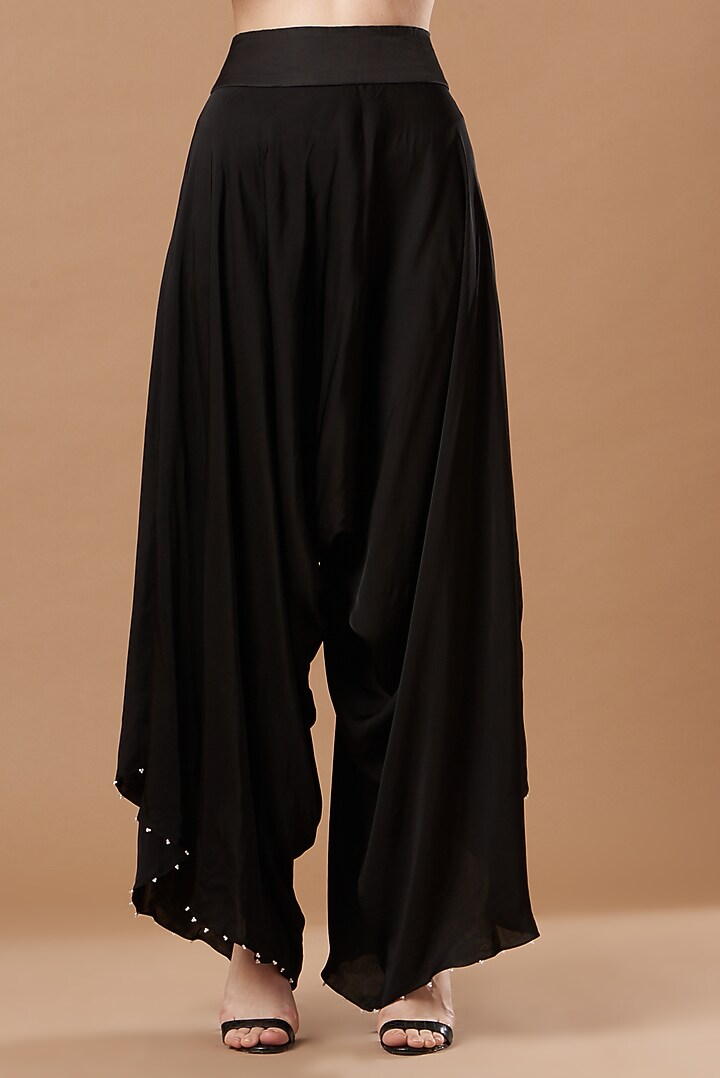 Black Dupion Silk Embroidered Cape Set by Minaxi Dadoo at Pernia's Pop Up Shop