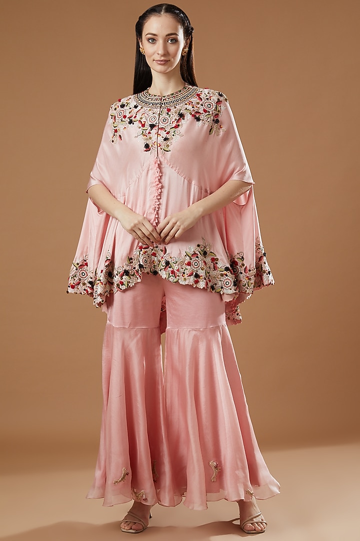 Blush Pink Organza Bridal Sharara Set by Minaxi Dadoo at Pernia's Pop Up Shop