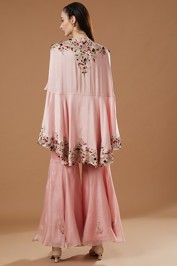 Blush Pink Organza Bridal Sharara Set by Minaxi Dadoo at Pernia's Pop Up Shop