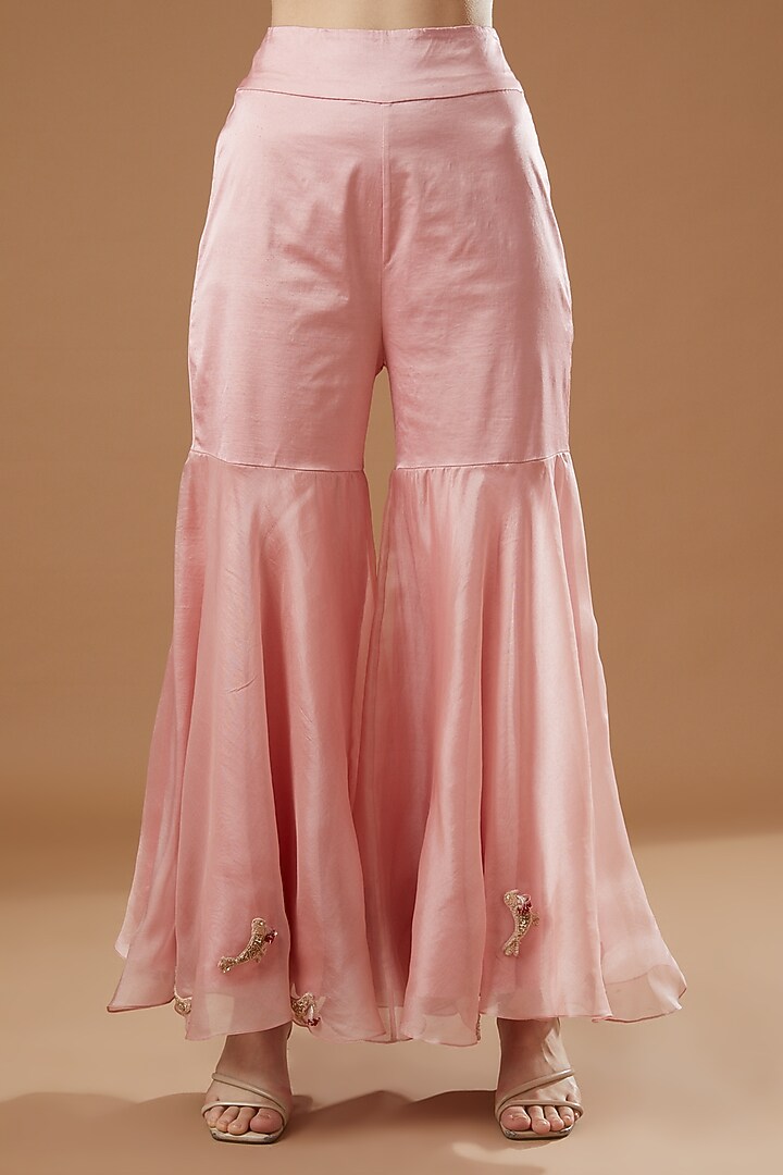 Blush Pink Organza Bridal Sharara Set by Minaxi Dadoo at Pernia's Pop Up Shop