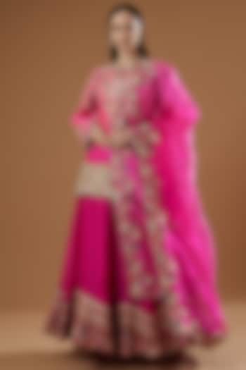Candy Pink Embroidered Bridal Sharara Set by Minaxi Dadoo at Pernia's Pop Up Shop