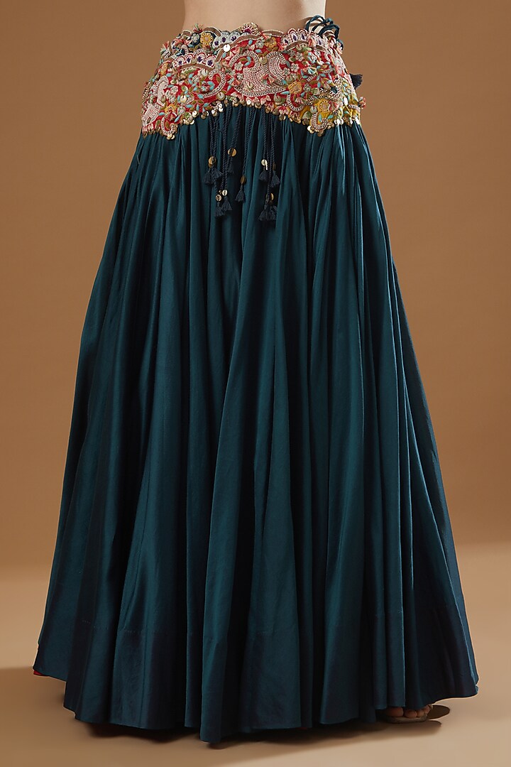 Blue Chanderi Jacket Bridal Lehenga Set by Minaxi Dadoo at Pernia's Pop Up Shop