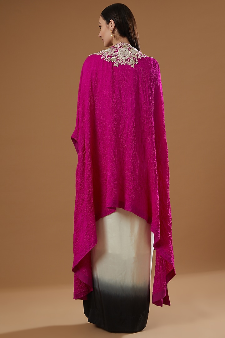 Rani Pink Dupion Butterfly Cape Set by Minaxi Dadoo at Pernia's Pop Up Shop