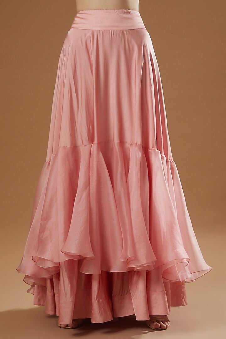 Pink Organza Two-Tiered Skirt Set by Minaxi Dadoo at Pernia's Pop Up Shop