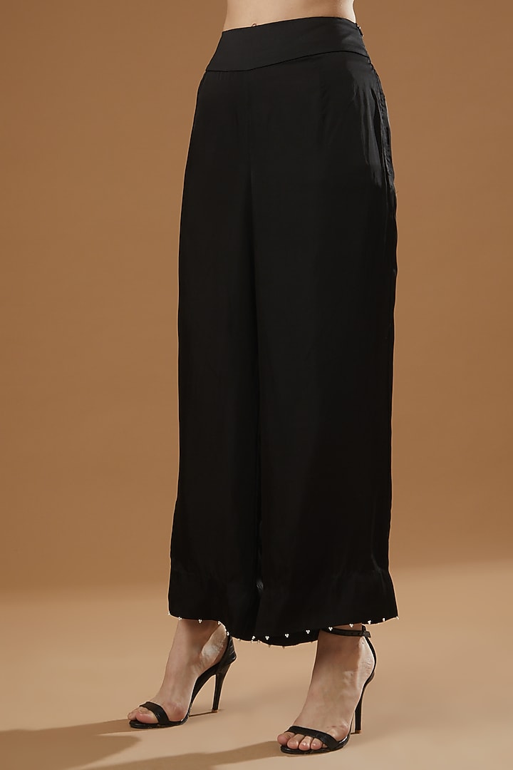 Black Dupion Straight Long Kurta Set by Minaxi Dadoo at Pernia's Pop Up Shop