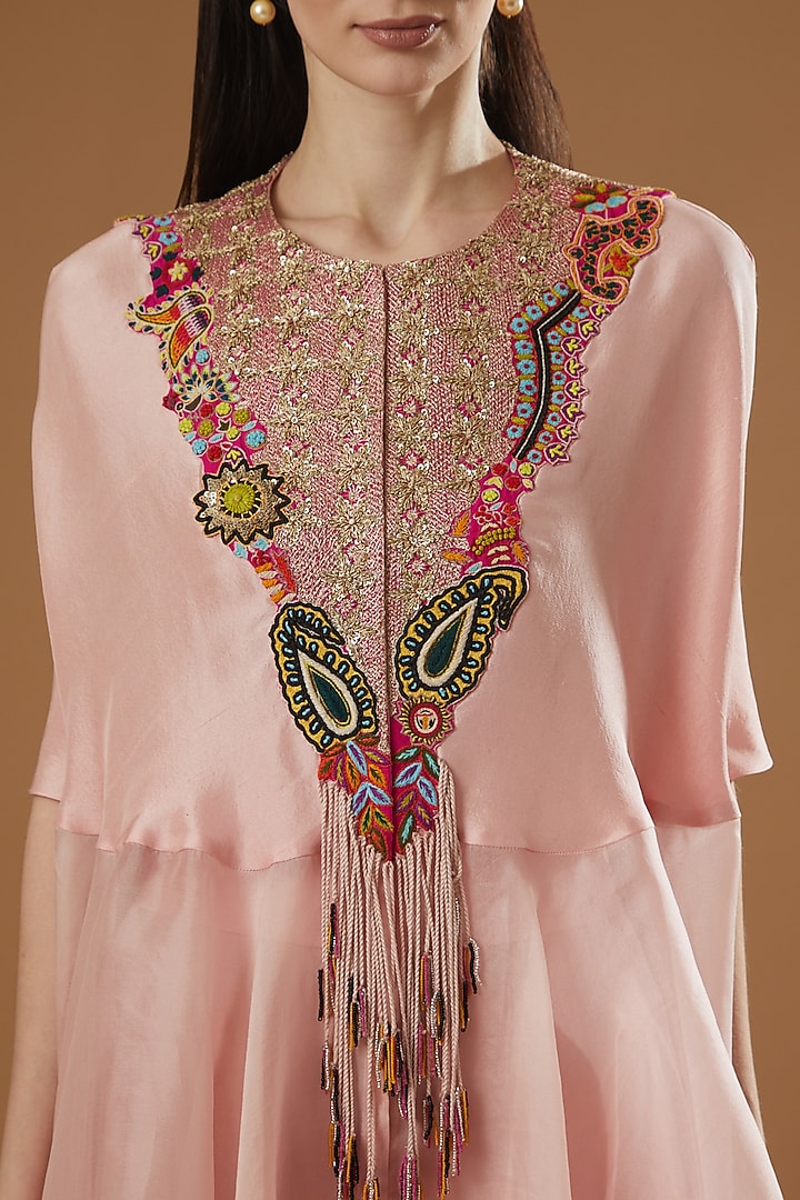 Pink Dupion Hankey Cape Set by Minaxi Dadoo at Pernia's Pop Up Shop